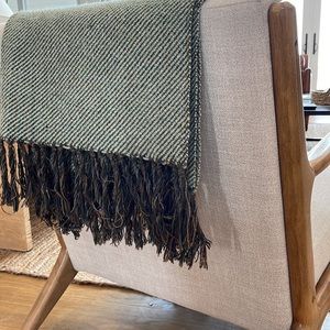 100% Wool Vintage Throw, green, from Ireland
